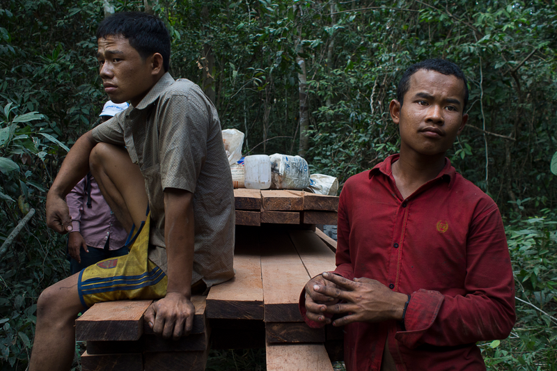 Loggers stopped by the Prey Lang Community Network on their way into the forest. They refused to say who they were working for or where the timber was to be transported. The activists berated them for transporting illegally felled timber, but since they weren’t caught actually cutting down the trees themselves they didn’t have much choice but to let them off.